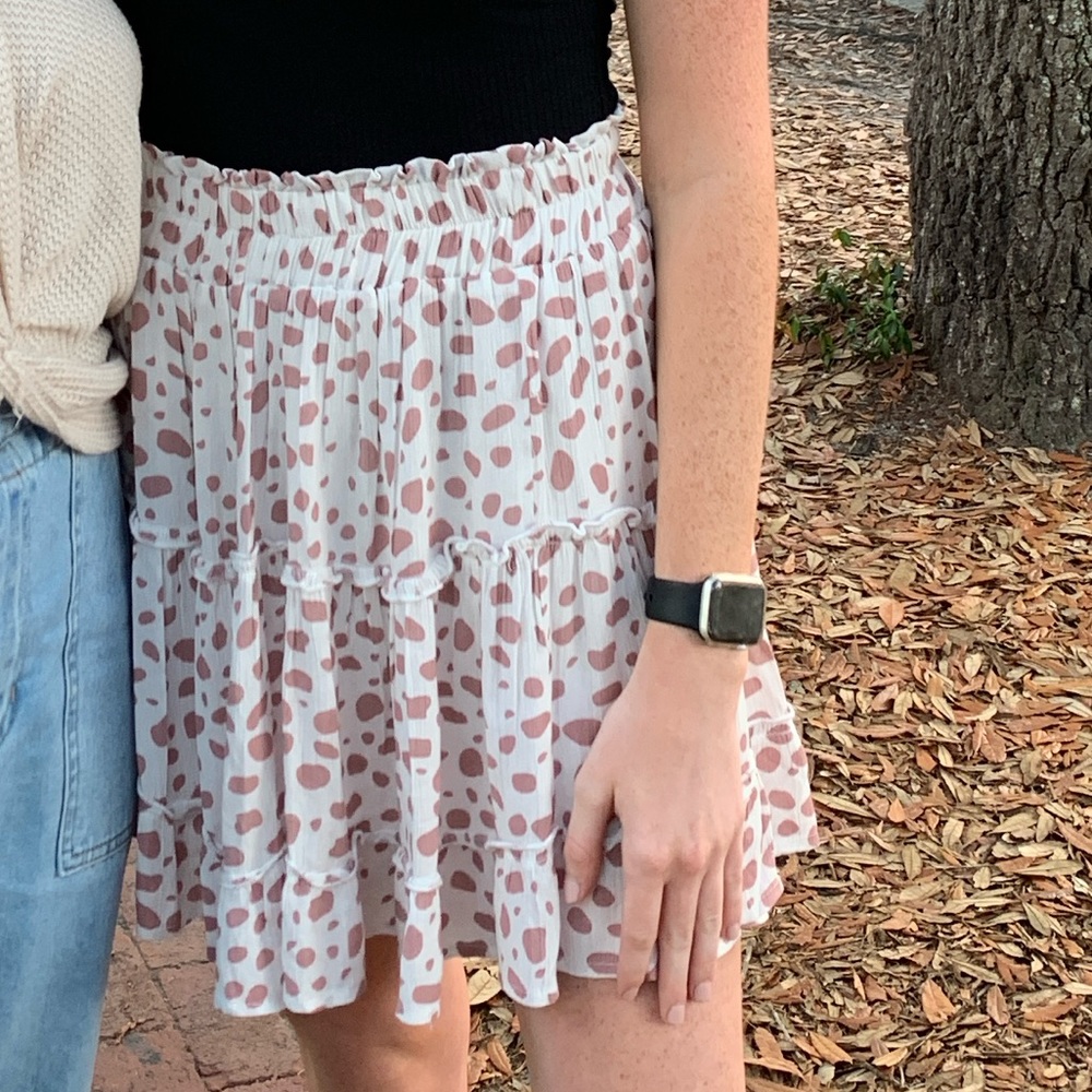 Pink and white spotted skirt
